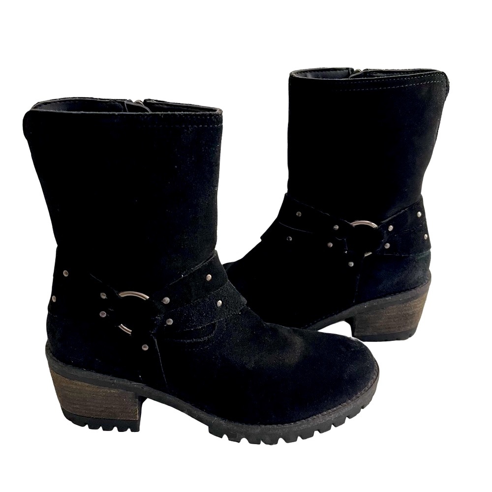 Vintage Foundry Co. Sienna Studded Harness Black Suede Ankle Boot Size 9